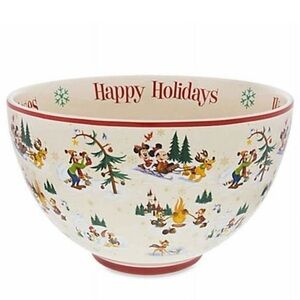 Disney Parks Holiday Storybook Mickey & Friends Serving Bowl Ceramic EUC
